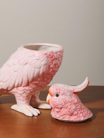 Cutie decorativa, din ceramica, roz, in forma de papagal, Parrot - Img 4