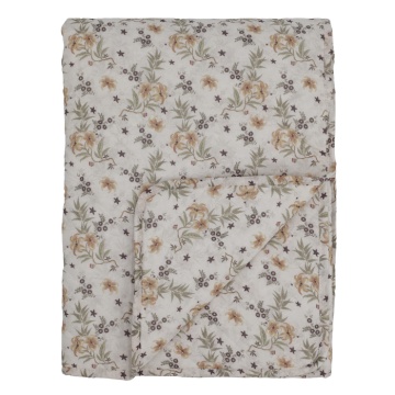 Cuvertură matlasată din bumbac natur cu imprimeu floral, 180x130 cm, „Aix"