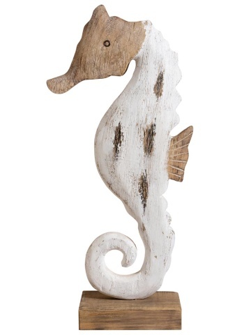 Decorațiune căluț de mare din lemn de paulownia, H63 cm