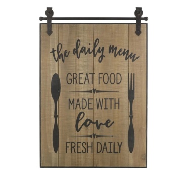 Decoratiune de perete, din lemn de pin, The Daily Menu