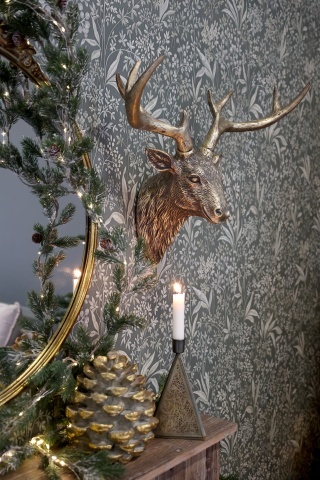 Decorațiune pentru perete din polirășină, finisaj alamă antichizată, „Deer” - Img 5