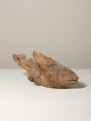 Decoratiune sculptata manual din lemn de tec, H21 cm, "Antique Shore" - Img 4