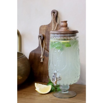 Dozator pentru băuturi din sticlă cu capac din lemn de mango, 5 L, H39,5 cm - Img 3