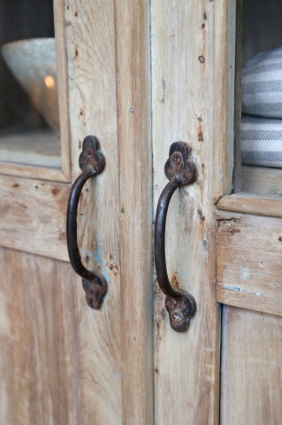 Dulap din lemn reciclat, cu usi din sticla, aspect vintage, Grimaud - Img 5