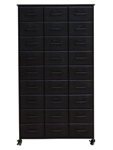 Dulap negru din metal cu 27 sertare, stil industrial, „Office”
