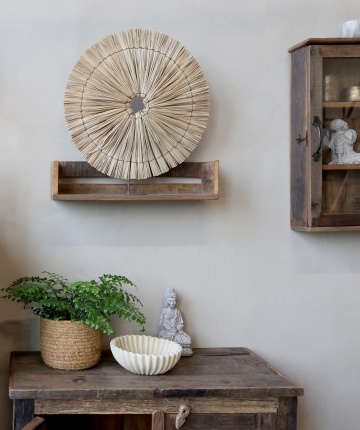 Etajeră de perete din lemn reciclat, natur, cu 1 raft și spate în două tonuri, aspect rustic, 12 x 50 x 13 cm, „Grimaud” - Img 2