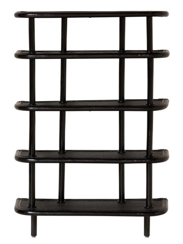 Etajera de perete din rattan, negru,"Pigmento"