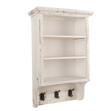 Etajeră de perete shabby chic din lemn alb cu 3 rafturi, 36x17x57cm, Sandra - Img 2
