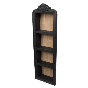 Etajeră de perete vintage din lemn, negru, cu 4 rafturi și fronton ornamental, 126 x 42 x 19 cm, „Florentine” - Img 2