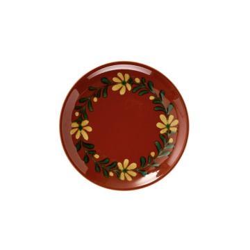 Farfurie de prânz din ceramică pictată manual cu motive florale folk, D19×H2 cm, „Aya"
