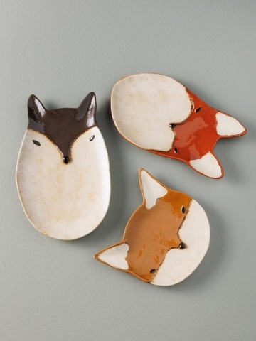 Farfurie din ceramica, rosie, in forma de vulpe, Fox - Img 5