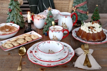 Farfurie întinsă mare din ceramică albă cu motive de Crăciun, 3x28 cm, „Chalet de Noël" - Img 5