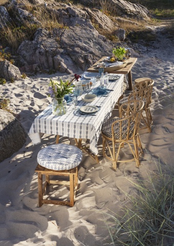 Față de masă din bumbac imprimat cu motive marine, 120×220 cm, „Fish Tablecloth" - Img 2