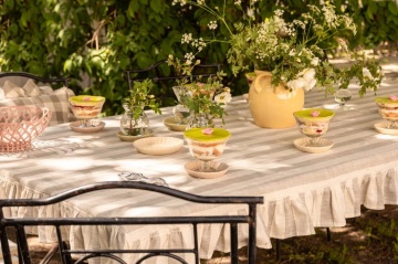 Față de masă din bumbac organic 150x250 cm bej, „Ida Stripe" - Img 4