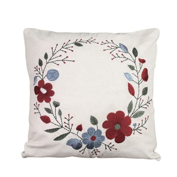 Față de pernă brodată din bumbac organic 45x45 cm albă, „Rosendal"