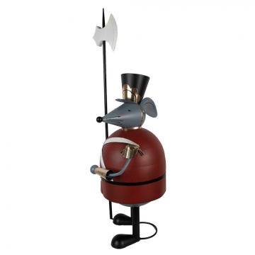 Figurină decorativă șoarece soldat din metal gri, 50x37x127 cm - Img 2