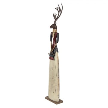Figurină decorativă vintage cerb din metal, 17x10xH86 cm - Img 2