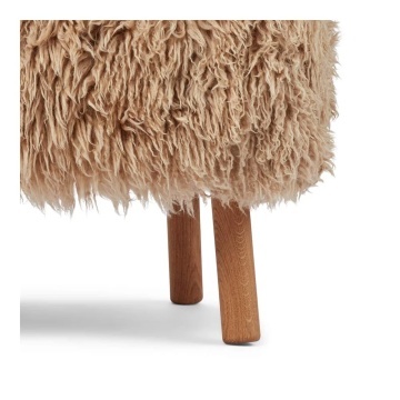 Fotoliu premium din 100% blană naturală de oaie din Noua Zeelandă, cu fir lung, picioare din lemn masiv de stejar, "Emily" - Img 5