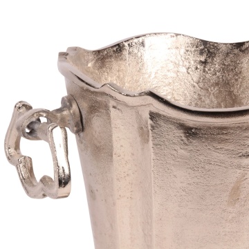 Frapieră ovală pentru 3 sticle de vin și șampanie din aluminiu, argintie, cu margine ondulată și mânere, nichelată, 24 x 42 x 25 cm, „Champenoise” - Img 3