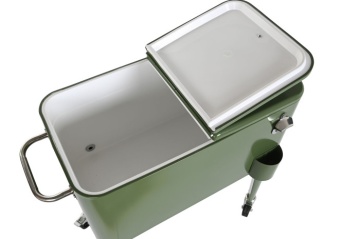Frigider exterior vintage din oțel verde cu capac dublu, roți și sistem pasiv de răcire, 56 L, „Anika” - Img 6