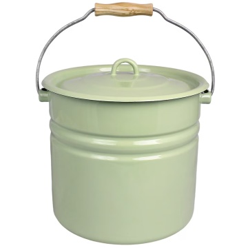 Găleată decorativă vintage cu capac din oțel emailat, verde 12L „Emil’s” - Img 2