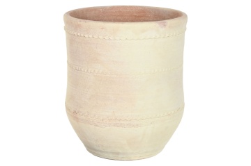 Ghiveci decorativ din teracotă artizanală, finisaj craft brut alb-crem, 52×52×60 cm, „Jerba" - Img 2