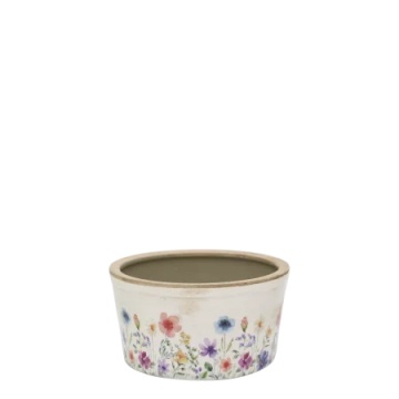 Ghiveci din ceramică cu flori de câmp, crem, H9,5/D16,5 cm, „Fleurville”