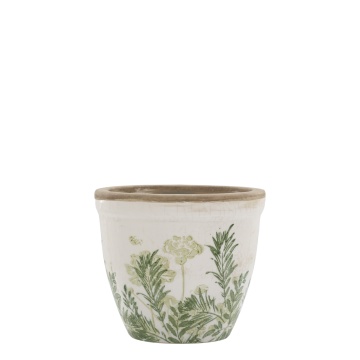 Ghiveci din ceramică cu imprimeu floral, verde, H10,5/D12,5 cm, „Laval”