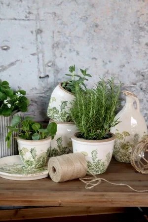 Ghiveci din ceramică cu imprimeu floral, verde, H15/D13,5 cm, „Laval” - Img 4
