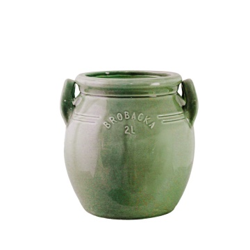 Ghiveci din ceramică glazurată manual 2L verde înalt, „Brobacka"