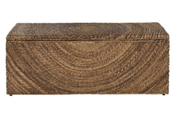 Ladă depozitare cu capac din fibre de bananier împletite, natur, model în spirală, capac detașabil, 50 x 120 x 45 cm