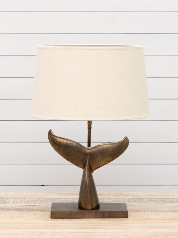 Lampă de masă cu bază din aluminiu și abajur din in, H58 cm, "Whale Tail" - Img 2