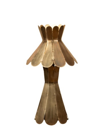 Lampă de masă din alamă antichizată, formă florală sculptată, finisaj vintage, 43×23 cm, „Corolle"