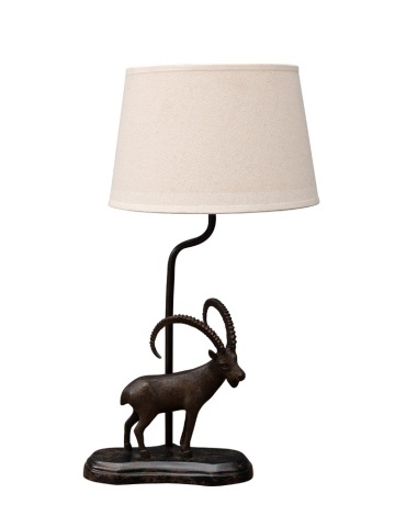 Lampa de masa, din alama, cu abajur din in, Ram