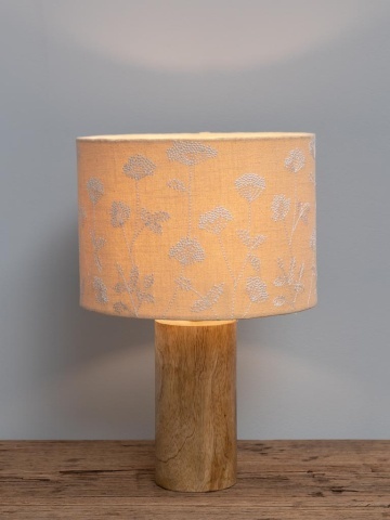 Lampa de masa, din lemn de mango, cu abajur din bumbac, Manon - Img 4
