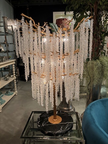 Lampă de masă din metal, auriu, cu cristale din sticlă, 105 x 71 cm, „Cascade” - Img 3