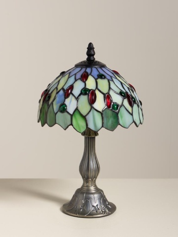 Lampa de masa din metal, cu abajur din sticla vitrata , "Bloom" - Img 5