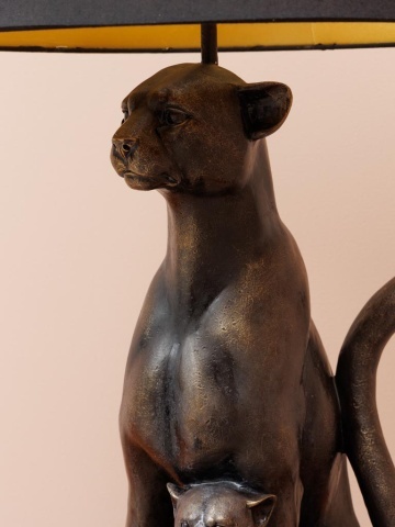 Lampa de masa, din rasina, cu abajur din bumbac, Panther - Img 4