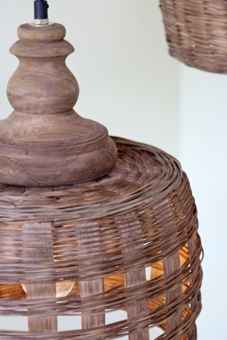 Lustra împletita manual din rattan si rachita, D31 cm - Img 5