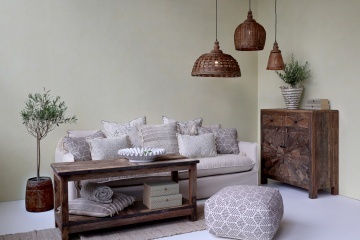 Lustra impletita manual din rattan si rachita, D34 cm - Img 3