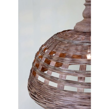 Lustra împletită manual din rattan si rachita, D62 cm - Img 5