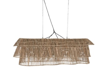 Lustră suspendată boho modernă bej din fibre naturale, 135×40×50 cm, „Sevilla" - Img 2
