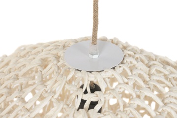 Lustră suspendată din fibre naturale împletite, natur, 35 x 65 cm, „Conches” - Img 3