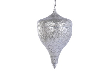 Lustră suspendată din metal, argintiu, 55 x 30 cm, „Loubressac”