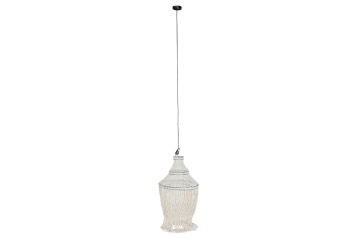 Lustră suspendată din scoici lucrate manual, alb, 130 x 54 cm, „Lombok” - Img 2
