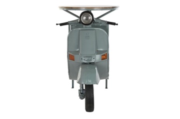 Masă consolă industrială din metal și lemn de mango, verde, cu blat rotund, 3 rafturi și formă de motocicletă, 111 x 116 x 72 cm, „Dusty Mint” - Img 7