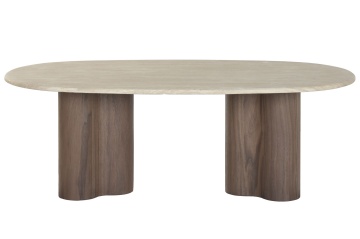 Masă de cafea natur cu blat din granit bej, 130×70×45 cm, "Roche"