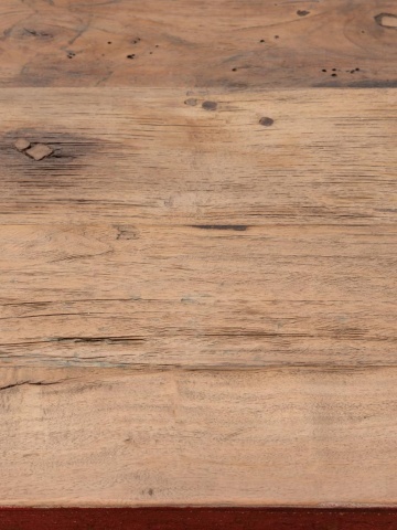 Masă de dining din lemn reciclat, cu blat patinat natur și bază sculptată roșu cărămiziu, finisaj vintage, 240×100×76 cm, „Redwood" - Img 6