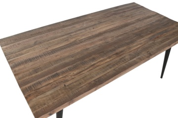 Masă de dining din lemn reciclat cu picioare din metal negru, 180×90×76 cm, „Loft" - Img 4
