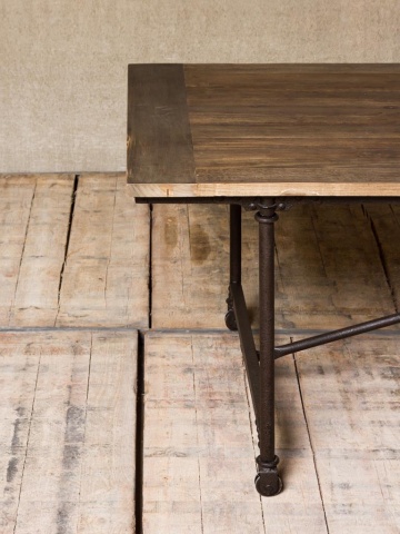 Masă de dining în stil industrial, din lemn masiv și metal, „Tapestry Small” - Img 4